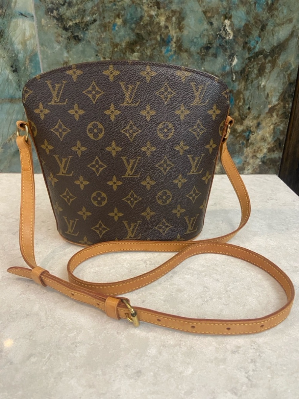 Louis Vuitton Drouot Iconic Monogram Crossbody with Tan Strap